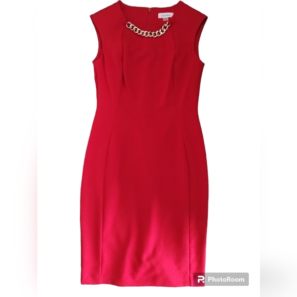 CALVIN KLEIN Red Dress for Women.Size:2 stretchy fit - Picture 1 of 4
